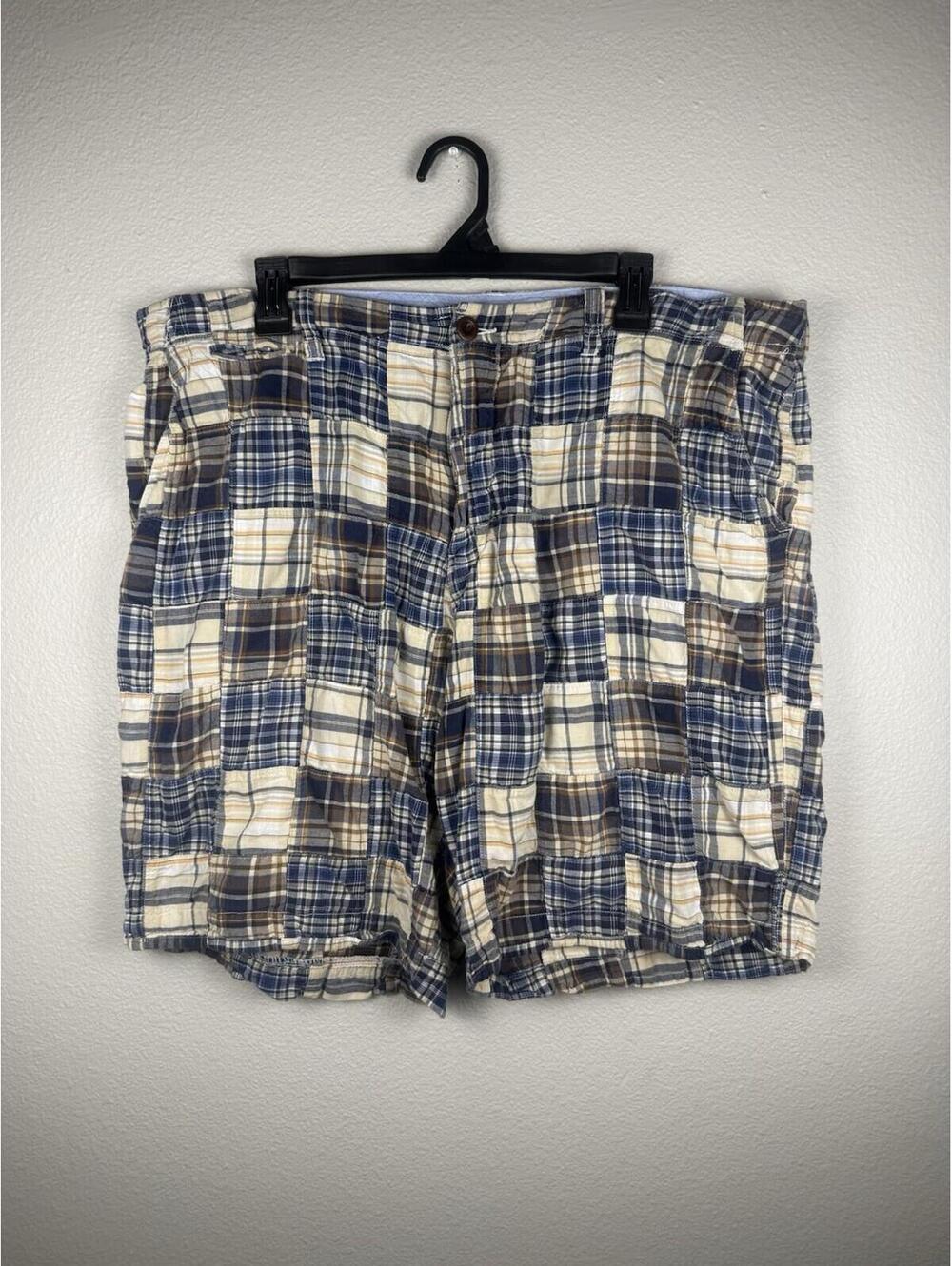J.Crew Field Shorts Mens 40 Patchwork Madras Plaid Cotton Preppy Beach 9”